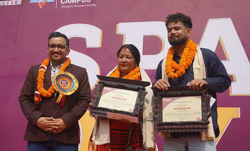 लोकेश र शेरलाई एसपीए कलेजको नगदसहित सम्मान