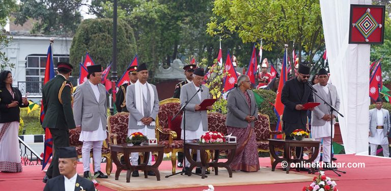 प्रधानमन्त्रीको शपथ ग्रहणमा सांस्कृतिक विविधता : मिथिला आर्टदेखि सिलाम साक्मा