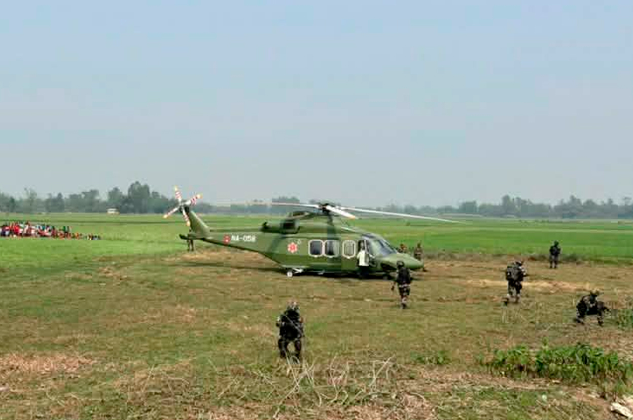 निर्वाचन सुरक्षा : रौतहटमा नेपाली सेनाको हवाई गस्ती