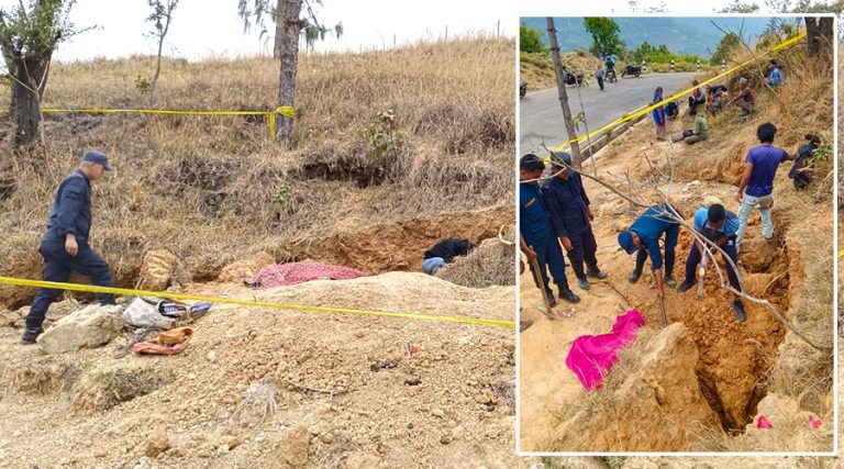 माटोको ढिस्कोमा पुरिएर रोल्पामा एक महिलाको ज्यान गयो, तीन घाइते