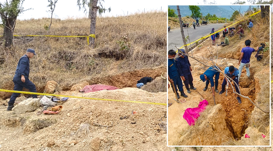 माटोको ढिस्कोमा पुरिएर रोल्पामा एक महिलाको ज्यान गयो, तीन घाइते