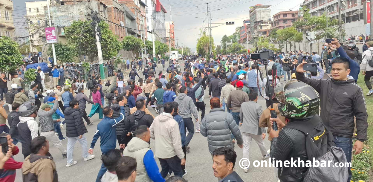 एमाले प्रदर्शनले माइतीघर क्षेत्र तनावग्रस्त