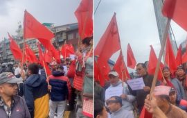 ओली पक्राउको विरोधमा एमाले सडकमा उत्रियो, चावहिल क्षेत्रमा प्रदर्शन