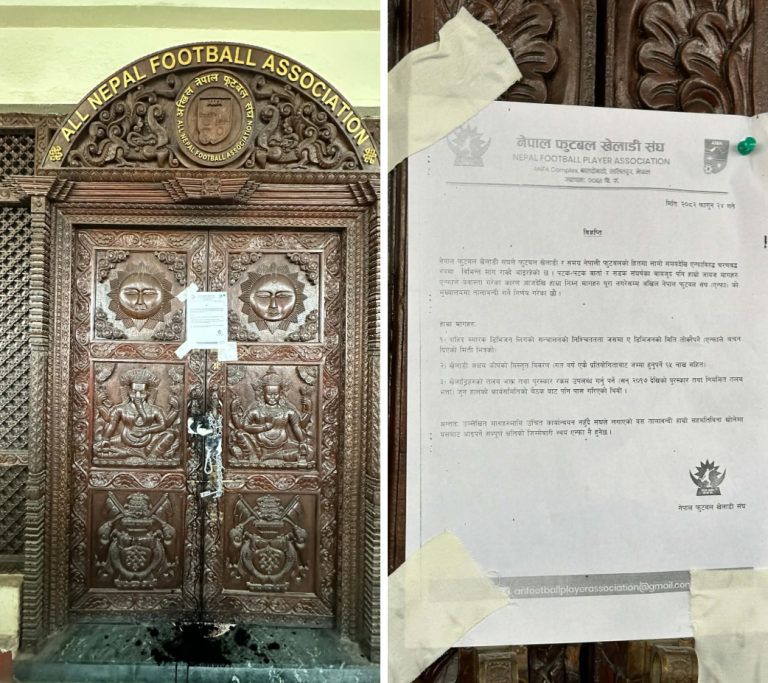 फुटबल खेलाडी संघले एन्फा कम्प्लेक्समा लगायो ताला