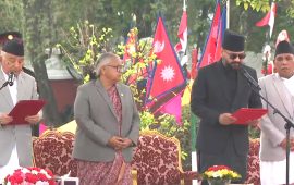 प्रधानमन्त्री बालेनको शपथ समारोहमा ५ पूर्वसरकार प्रमुख सहभागी, ओली अनुपस्थित