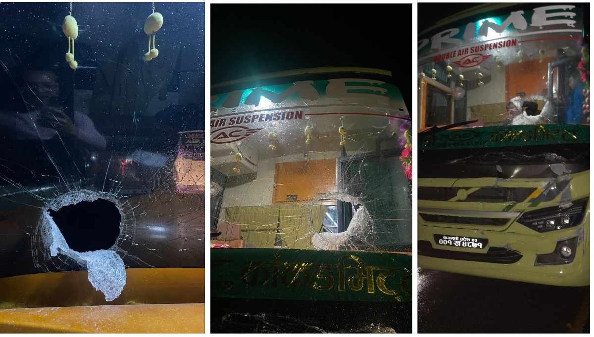 गुडिरहेको नाइट बसको क्याबिनमा जब ढुंगो बजारियो…