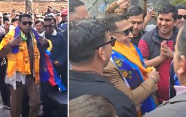 जेलबाट छुटेका दीपक मनाङेको ठमेलमा भव्य स्वागत