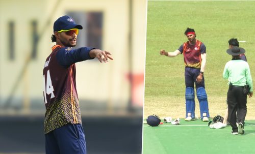 अम्पायरको निर्णयमा असन्तुष्टि जनाएका देवलाई एक खेलको प्रतिबन्ध