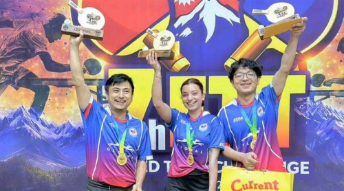 ‘इन्टरटेनमेन्ट टेबल टेनिस प्रतियोगिता’को उपाधि महेश, दिक्षा र रिनोजको समूहलाई