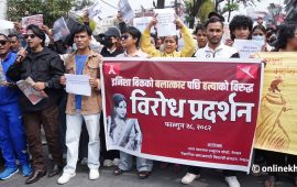 इनिसा हत्या प्रकरण : माइतीघरमा न्याय माग गर्दै प्रदर्शन (तस्वीरहरू)