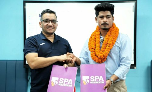 क्रिकेटर लोकेश बम एसपीए कलेजको ब्रान्ड एम्बासडरमा नियुक्त