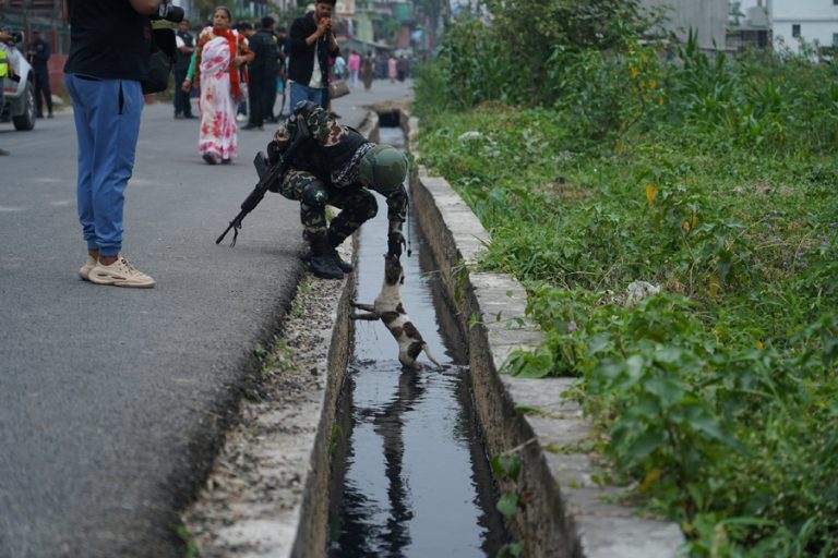 एउटा मर्मस्पर्शी दृश्य : जब सुरक्षाकर्मीले नालीमा फसेको कुकुरको बच्चा निकाले