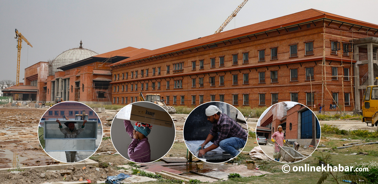 नयाँ संसद् भवनमा सांसदहरूलाई स्वागत गर्ने चटारो (तस्वीरहरू)