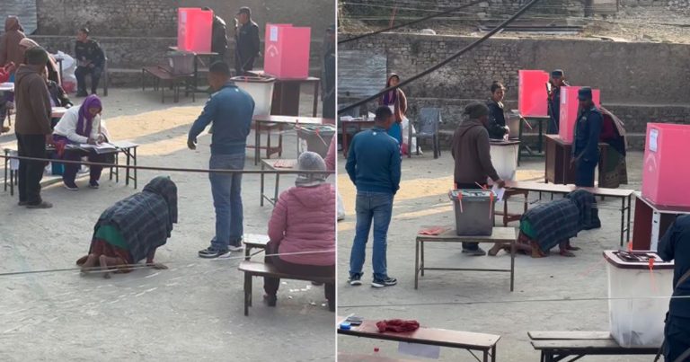 घिस्रिँदै भोट हाल्न गएकी आमाप्रति सहानुभूति, ‘पाप लाग्छ नेतालाई, जनताको मर्म नबुझे’
