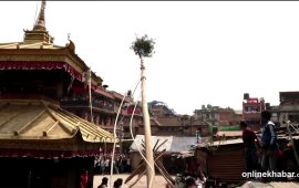 बिस्का: जात्राको अन्तिम दिन ढालियो हात नभएको लिङ्गो