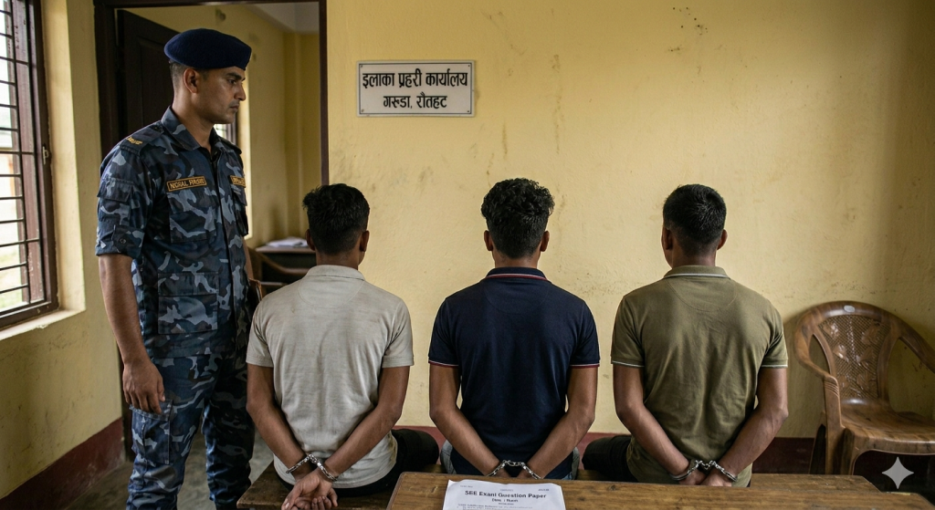 एसईईको प्रश्नपत्र आउट गरेर चिट चोराउने तीन जना समातिए