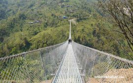 पाँचथरको झोलुङ्‍गे पुल उद्घाटन नहुँदै भाइरल (तस्वीरहरू)