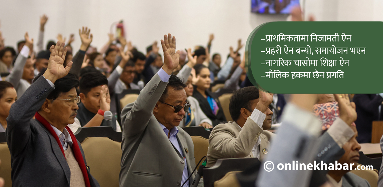 नयाँ संसद्को कार्यभार : कहिले हुन्छ प्रहरी समायोजन ? कहिले बन्छ निजामती ऐन ?