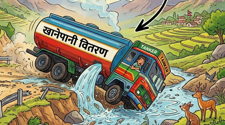 रोल्पामा पानी ट्यांकर दुर्घटना हुँदा एक जनाको मृत्यु