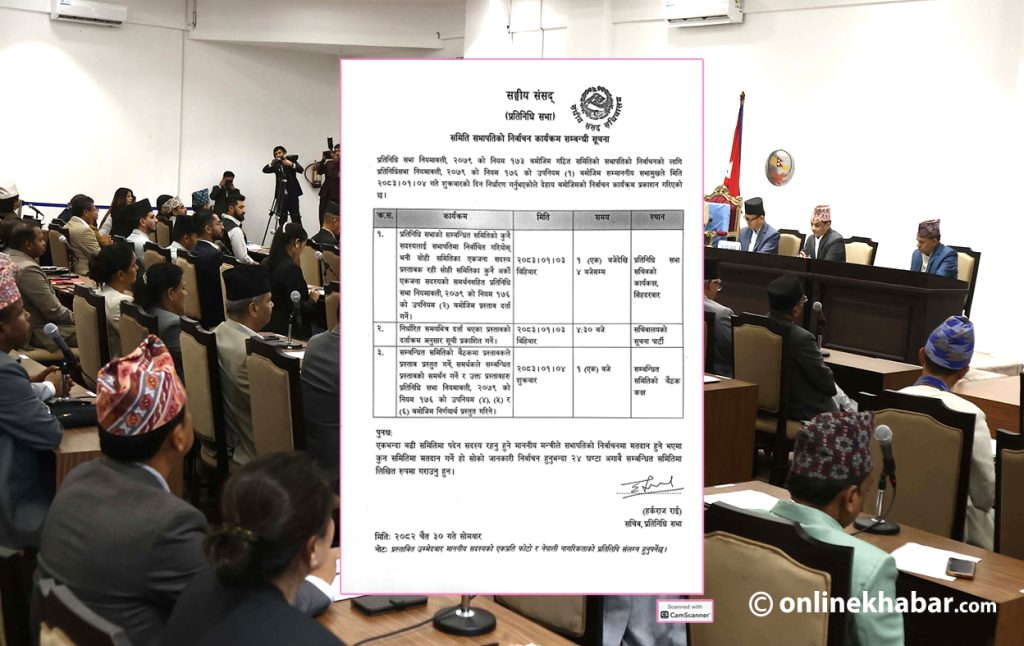 संसदीय समितिहरूको सभापतिमा भोलि मनोनयन दर्ता