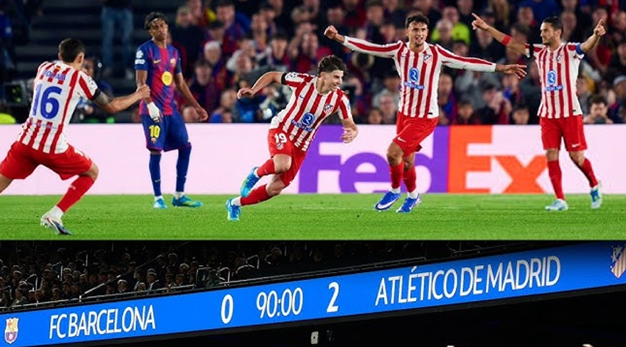 १० खेलाडीमा सीमित बार्सिलोनामाथि एटलेटिको मड्रिडको जित