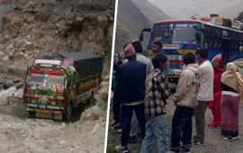 डोल्पाको चुगाँड खोलामा ट्रक फस्दा भेरी करिडोर अवरुद्ध