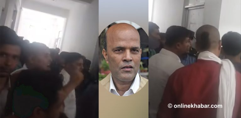 जलेश्वरमा अमरेशविरुद्ध रास्वपाका कार्यकर्ताको नाराबाजी