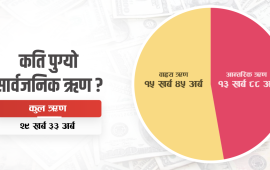 २९ खर्ब कट्यो सार्वजनिक ऋण, प्रतिव्यक्ति ऋणभार नाघ्यो १ लाख  