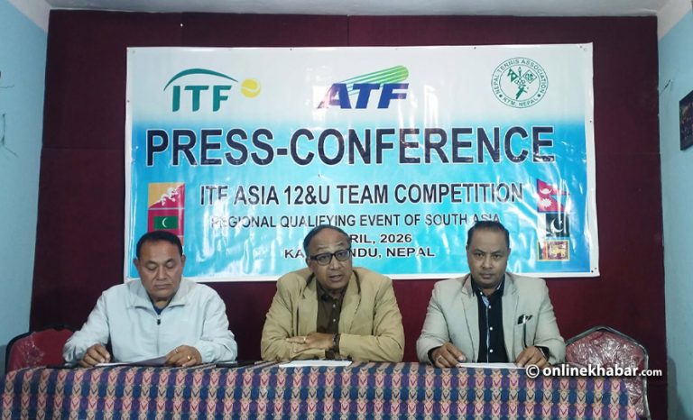आईटीएफ एसिया यू–१२ टेनिस प्रतियोगिता चैत ३० देखि