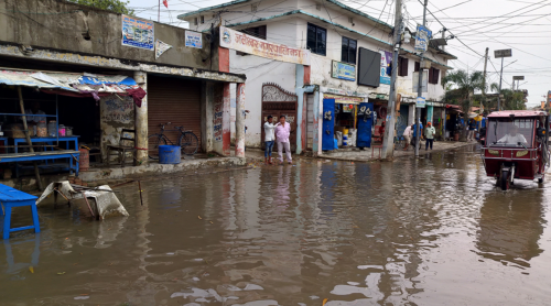 वर्षाले महोत्तरीको जलेश्वर जलमग्न   