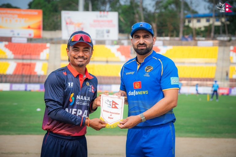 लिग २ : युएईविरुद्ध टस नेपालले पहिला ब्याटिङ गर्दै