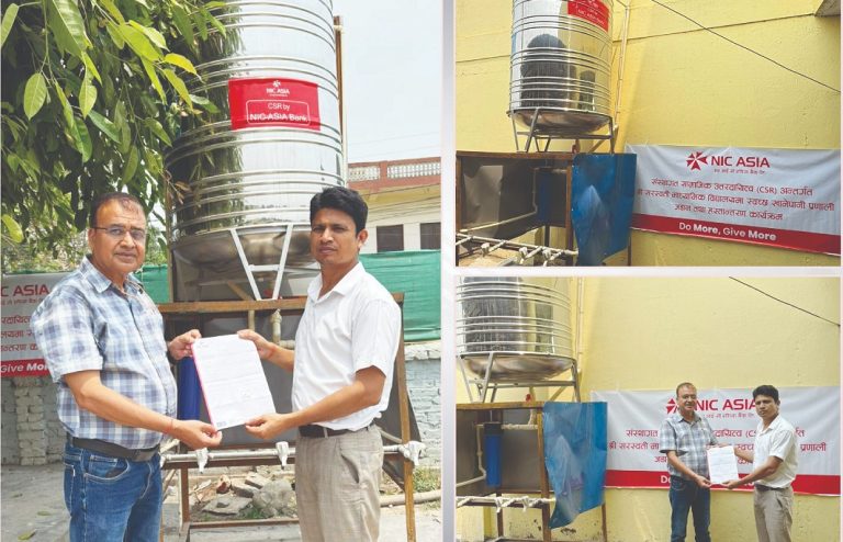 एनआईसी एसिया बैंकद्वारा कैलालीको सरस्वती माविलाई खानेपानी ट्यांकी र पम्प प्रदान