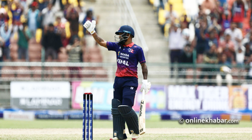 दीपेन्द्रको संयमित ब्याटिङमा नेपालको मध्यम योगफल