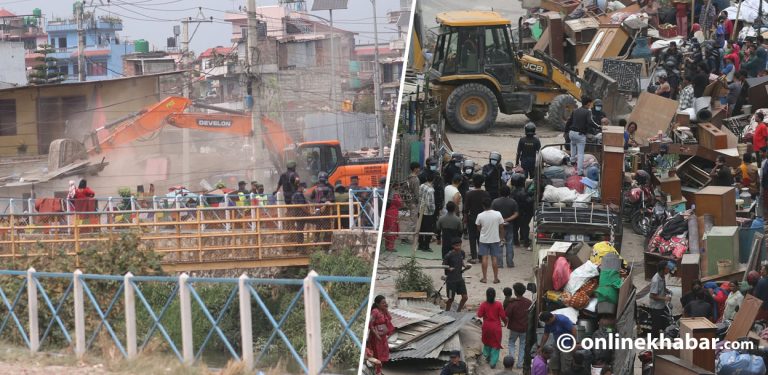 सुकुमवासी बस्तीका दृश्य : एकातिर डोजर, अर्कातिर प्याकिङ (तस्वीर/भिडियो)