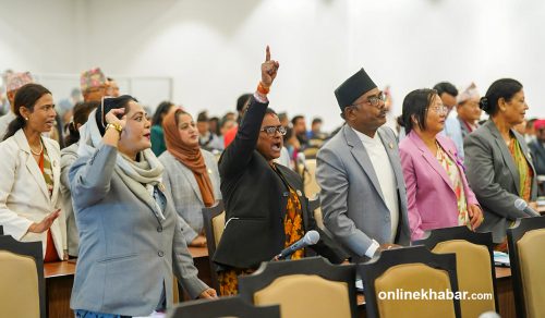 संसद्‍मा विपक्षी सांसदहरूको नाराबाजी (तस्वीरहरू)