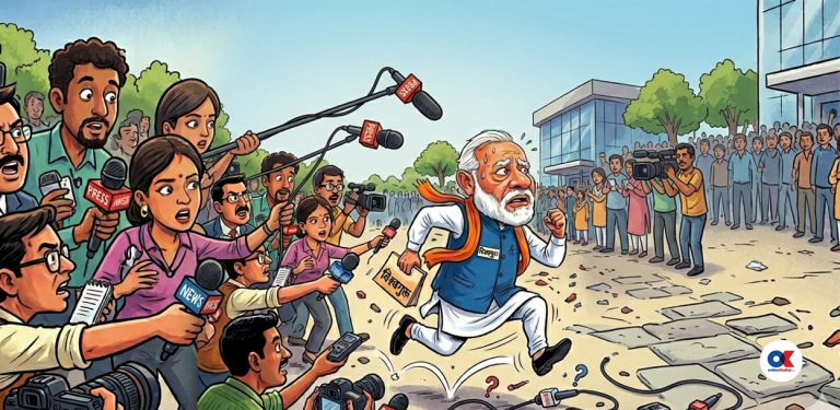 पत्रकारका प्रश्नहरूबाट भागिरहेका ‘विश्वगुरू’ मोदी