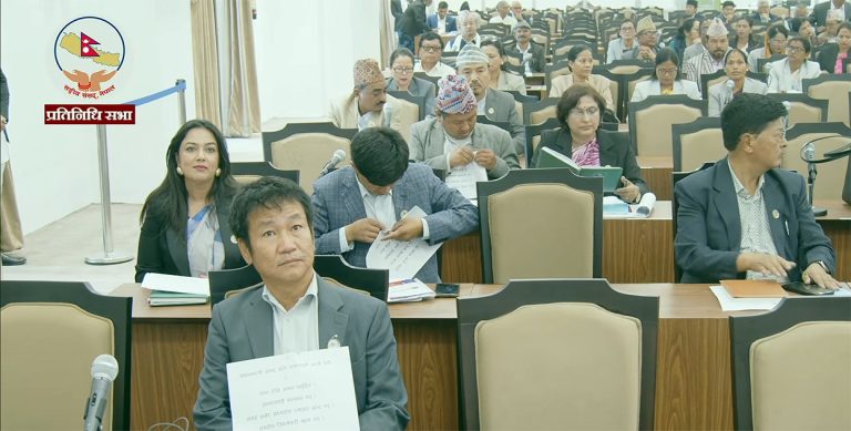 संसदमा प्ले कार्डसहित श्रम संस्कृति पार्टीको विरोध