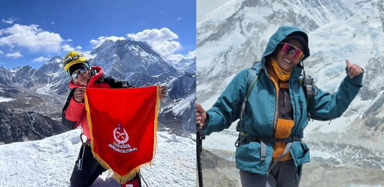 सशस्त्रका २ महिला कर्मचारी सगरमाथाको चुचुरोमा