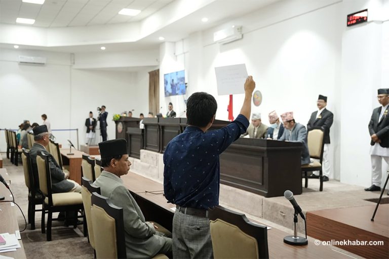 संसद्‍मा आज पनि हर्क साम्पाङले देखाए प्ले कार्ड