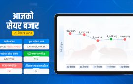 सेयर बजारमा १०४ कम्पनीको मूल्य बढ्दा १४९ को घट्यो