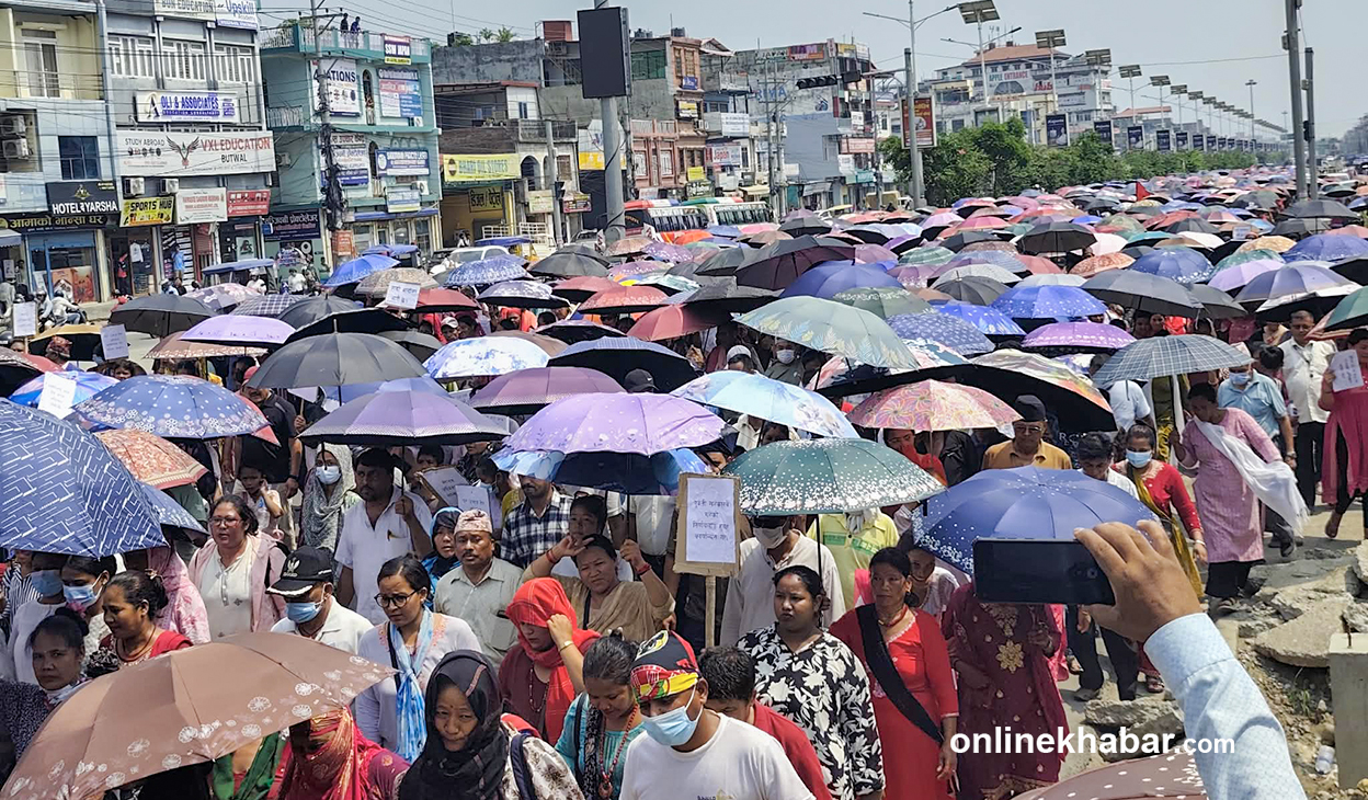 बुटवलमा भूमिहीन तथा अव्यवस्थित बसोबासीको प्रदर्शन (तस्वीरहरू)