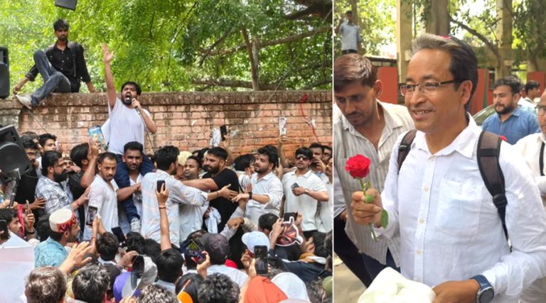 गुलाफको फूलसहित प्रदर्शनस्थल पुगे सोनाम वाङचुक