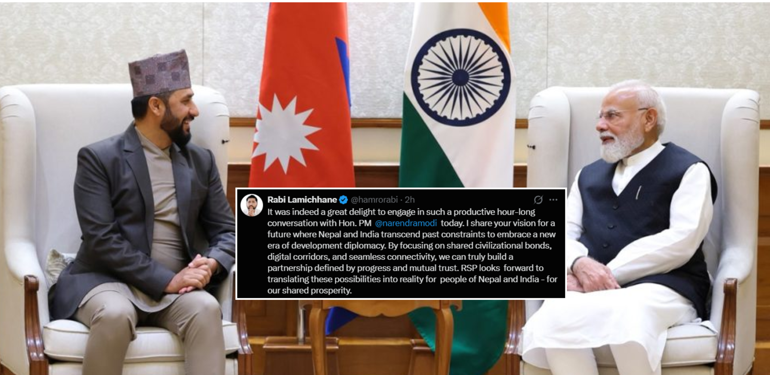 मोदीसँगको भेटपछि रविले भने- भारतसँग नयाँ विकास कूटनीतिको युग अघि बढ्छ