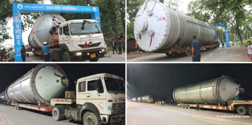 रास्वपाको स्वागत गेटबाट छिर्न सकेनन् बियर फ्याक्ट्रीका ट्यांक बोकेका गाडी, टिकौलीको जंगलमा बास
