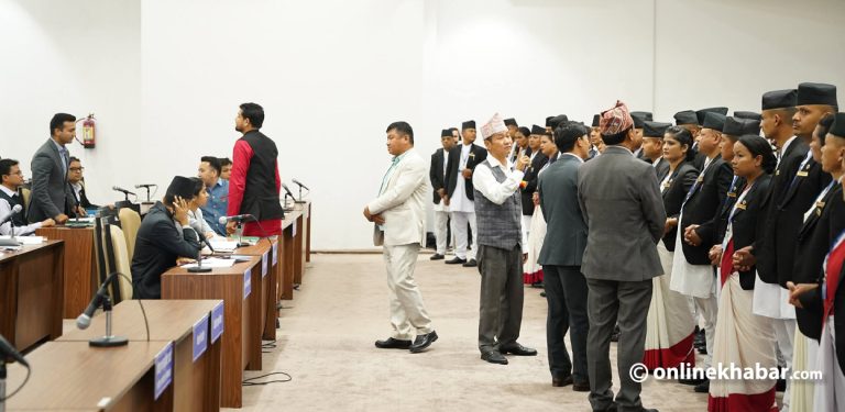श्रम संस्कृति पार्टीका सांसदले घेरे वेल, सभामुखले गराए सचेत