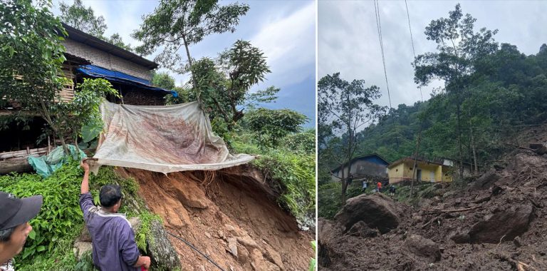सिलिचोङमा पहिरो : विद्युत, सञ्चार र यातायात सेवा अवरुद्ध, ६ घर विस्थापित