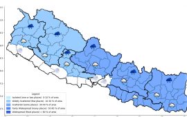 आज कोशी प्रदेशका केही ठाउँमा भारी वर्षाको सम्भावना