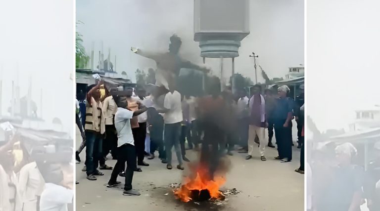 रौतहटमा प्रधानमन्त्री बालेनको पुतला जलाउँदै प्रदर्शन