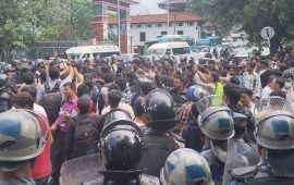 गणेश नेपालीको न्याय माग गर्दै वीर अस्पताल अगाडि प्रदर्शन