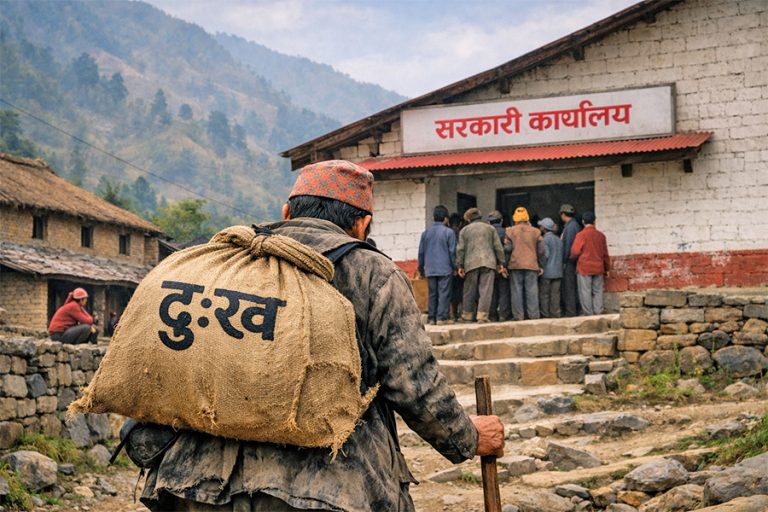कविता : सरकारी कार्यालयमा दुःख बोकेको गाउँ